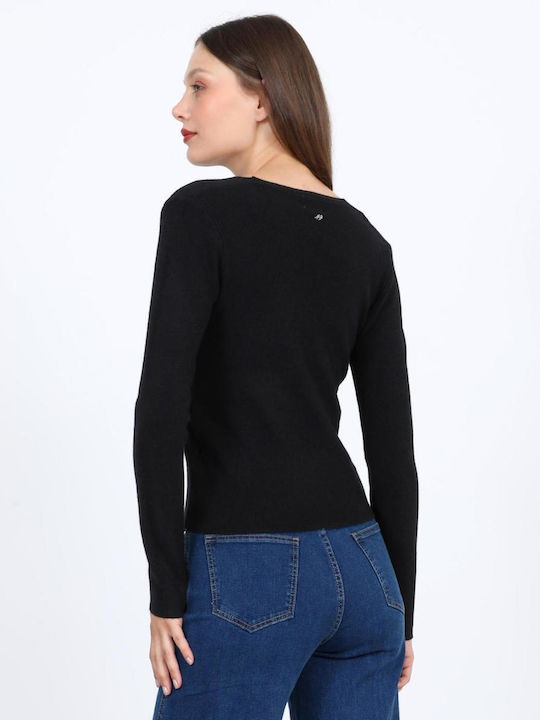 Women's Blouse with V-Neck Black
