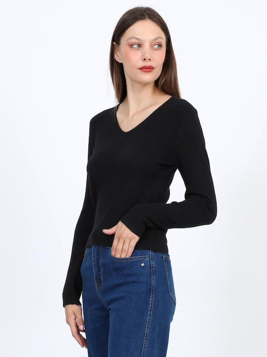Women's Blouse with V-Neck Black