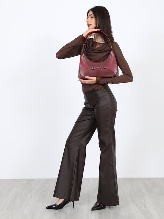 Damen Bluse mit Ausschnitt Lächeln Braun