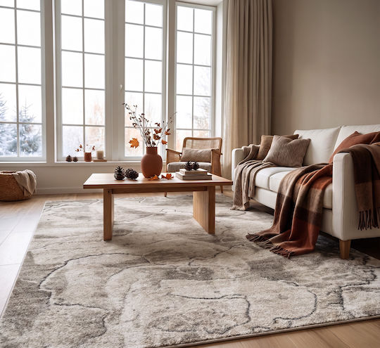 Beauty Home 9978 Non-slip Beige and Gray Living Room Rug 200x290cm
