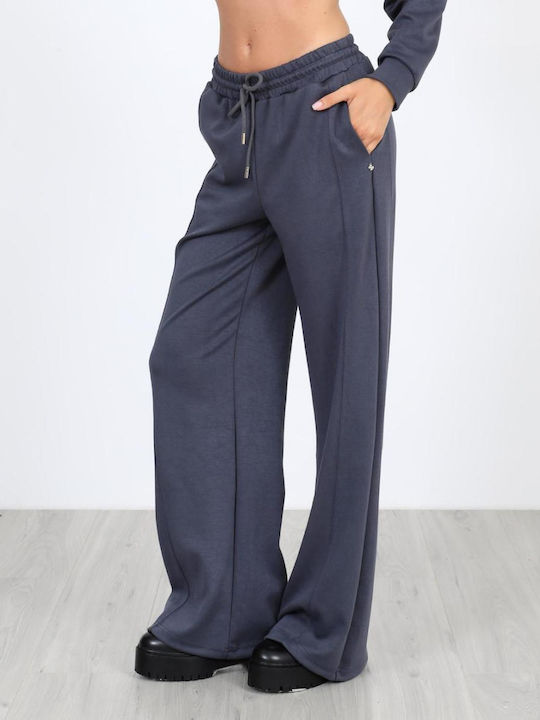 Women's Fabric Trousers with Elastic Grey