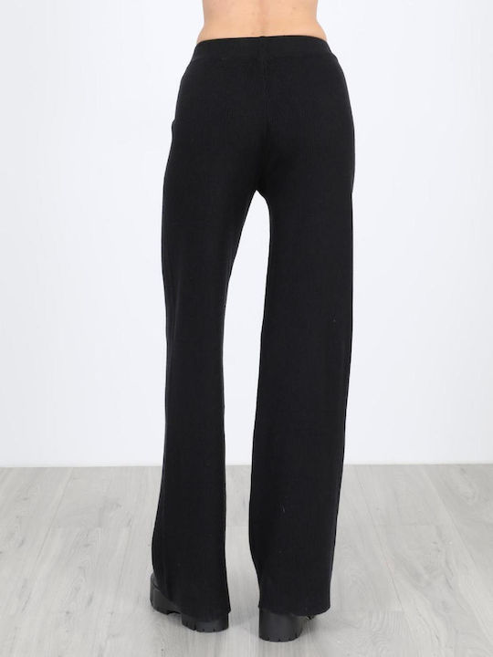 Women's Fabric Trousers with Elastic Black