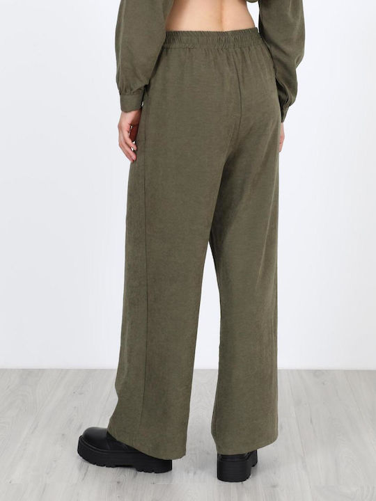 Damen Lederhose mit Gummiband Khaki