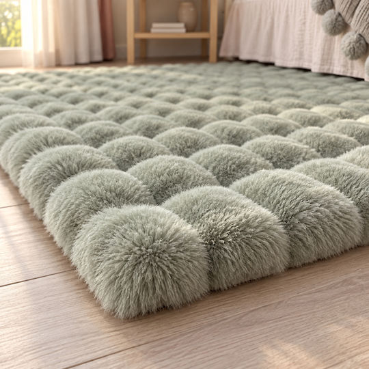 My Home Luxury Bubble Неплъзгащ се Килим Правоъгълен Furry Зелен 60x90cm