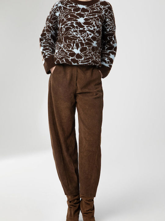 Moutaki Damen Stoffhose Palazzo Braun