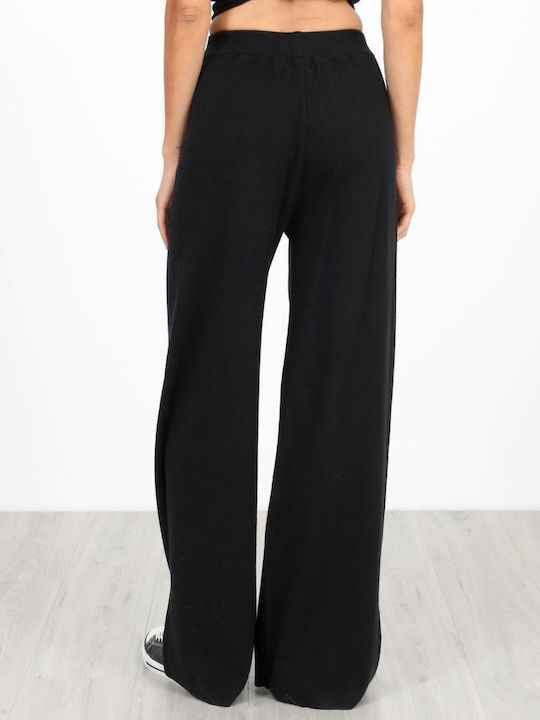 Women's Fabric Trousers with Elastic Black