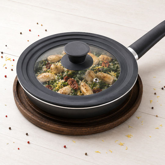 Fackelmann Cookware Lid Glass Silicone Ring 24-26-28cm Black