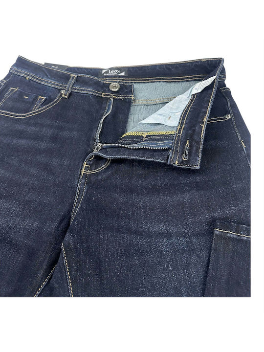 Ανδρικό Παντελόνι Τζιν Ελαστικό Regular Straight Fit Σκούρο Μπλε