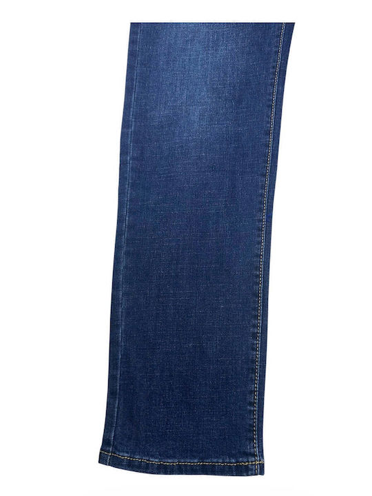 Мъжки Панталон Джинсов Еластичен Regular Straight Fit Син