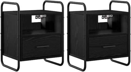 Wooden Black Bedside Tables 2 Pieces 40x30x50cm