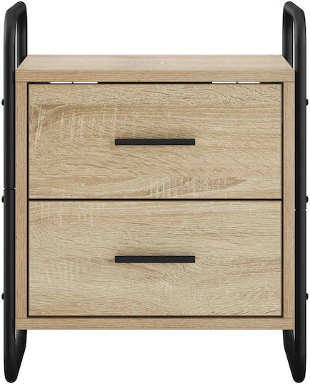 Beige Wooden Bedside Tables 2 Pieces 40x30x50cm