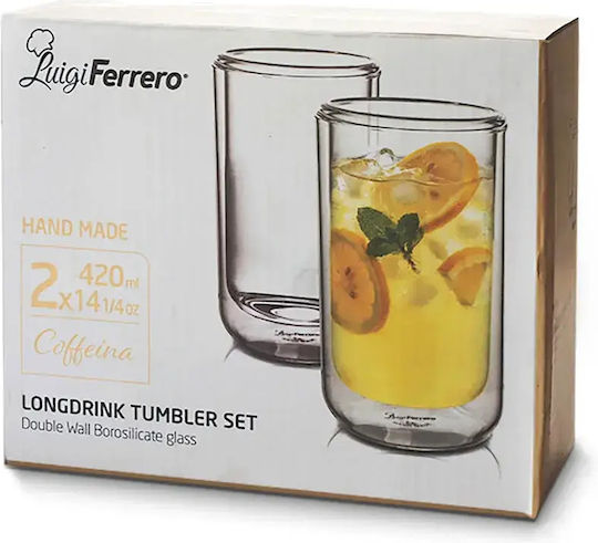 Luigi Ferrero Set of Glass Water Glasses 420ml 2 Pieces