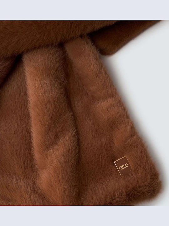 Women's Furry Scarf Brown