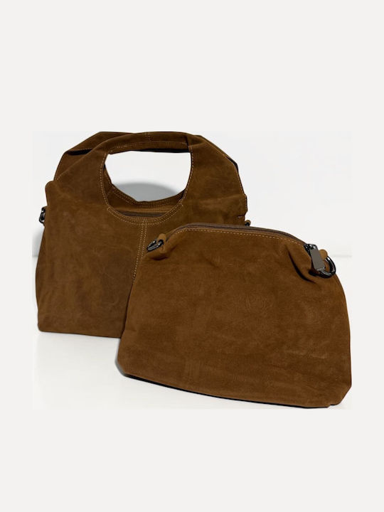 Women's Suede Tabac Brown Handbag