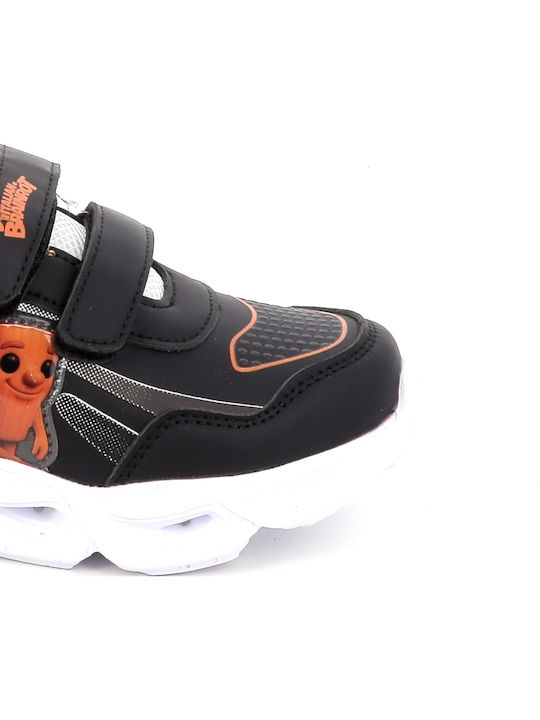 Bio Kids Sneakers with Hoop & Loop Closure & with Lights Black