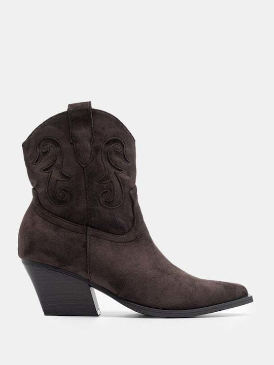Wildleder Stiefeletten Damen Cowboy Braun