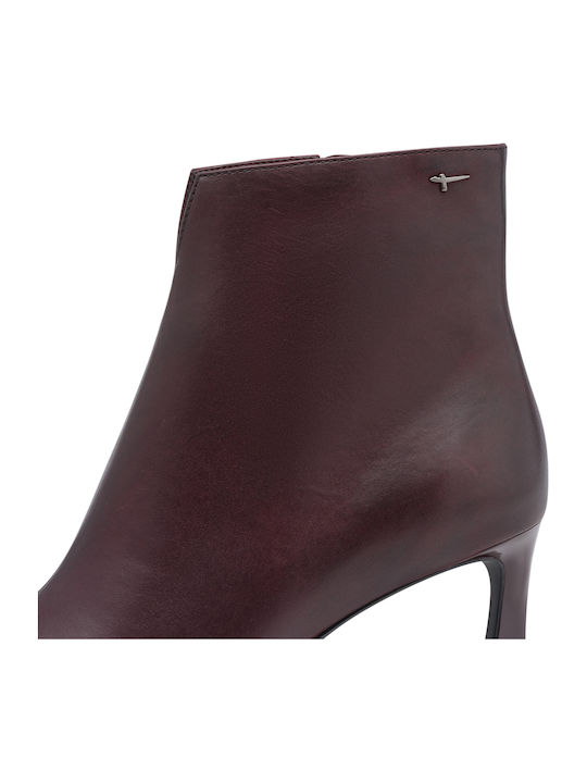 Leder Damen Stiefeletten Burgundisch