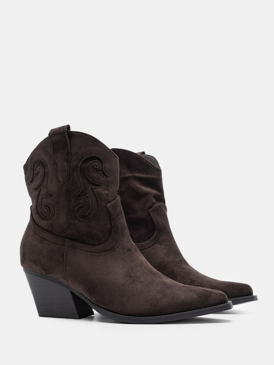 Wildleder Stiefeletten Damen Cowboy Braun