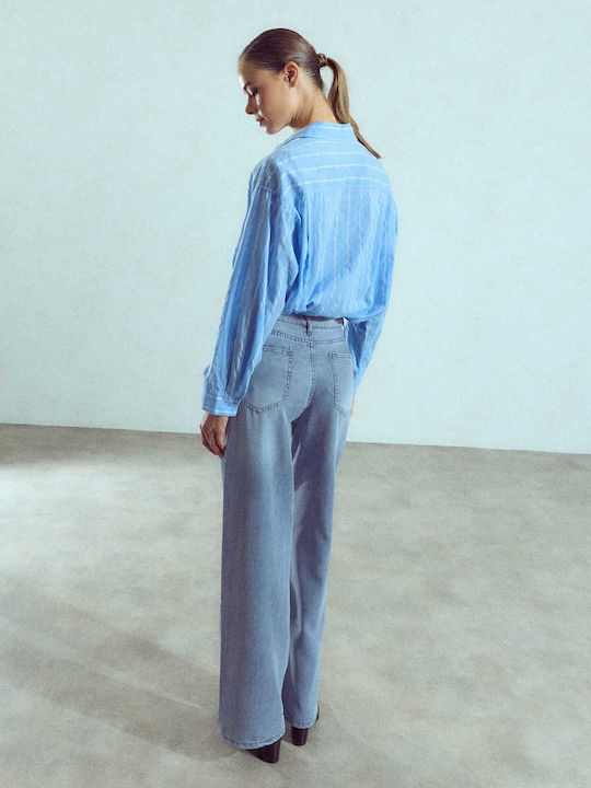 Celestino Damen Jeans Wide Bein Loose Passform Hellblau