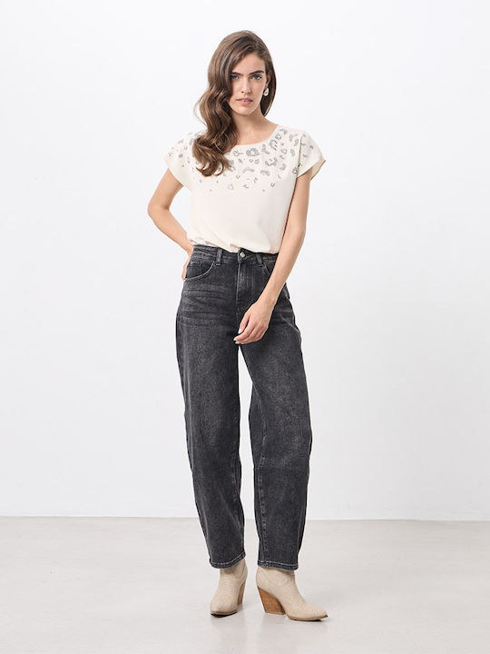 Damen Jeans Hosen Hochgebirge Regulär Schwarz