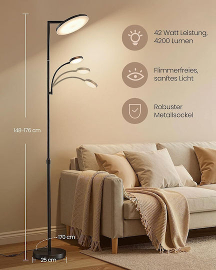 Vasagle LED Φωτιστικό Δαπέδου Υ176xΜ25εκ. με Θερμό Λευκό Φως 3600lm
