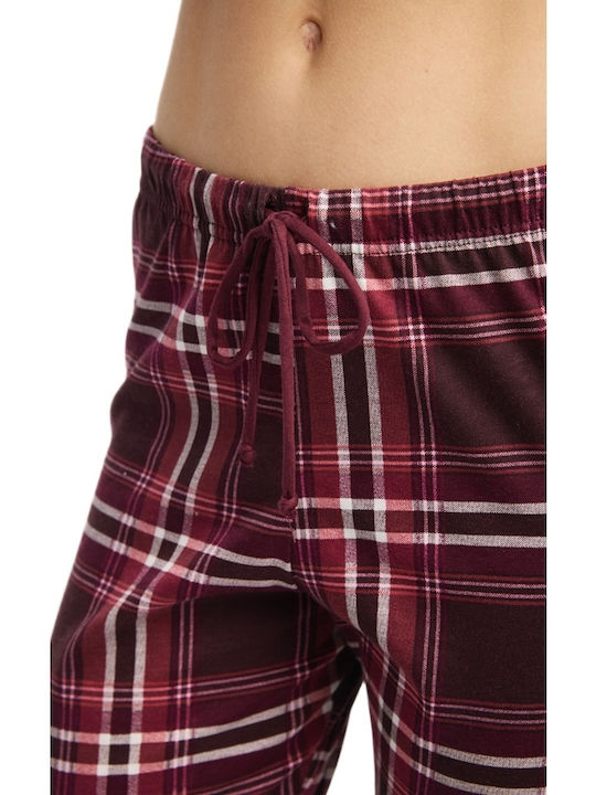 Minerva Minerva Damen Schlafanzug & Pyjamas Winter Burgundisches Hosen