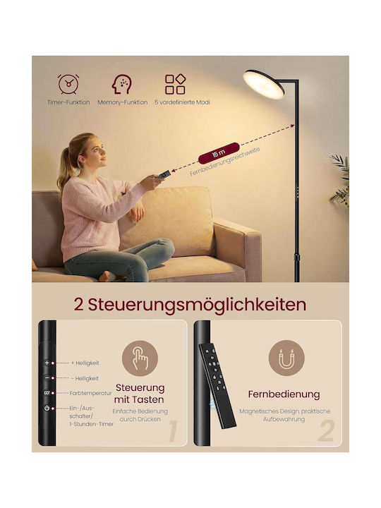 Vasagle LED Φωτιστικό Δαπέδου Υ176xΜ25εκ. με Θερμό Λευκό Φως 3600lm