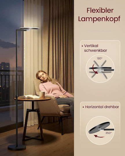Vasagle LED Φωτιστικό Δαπέδου Υ176xΜ25εκ. με Θερμό Λευκό Φως 3600lm