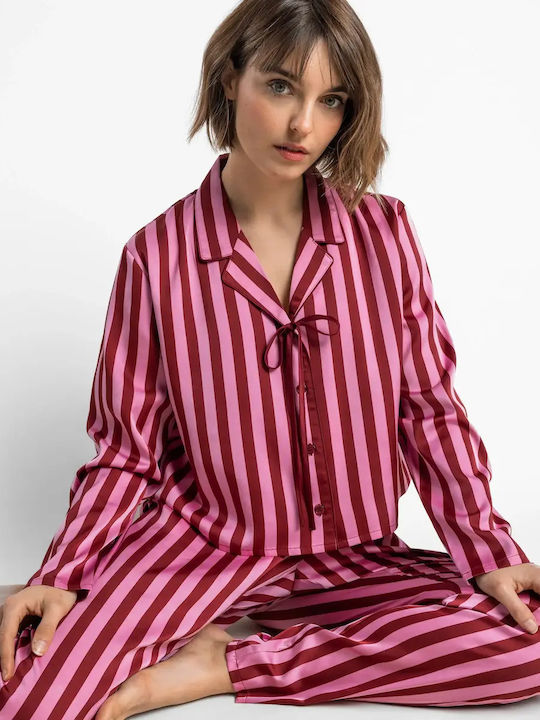 Admas Sommerliches Damen-Pyjama-Set Love Pink
