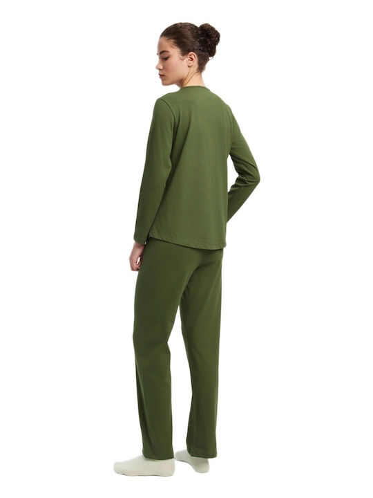Minerva Winter Women's Cotton Khaki Pyjama Set