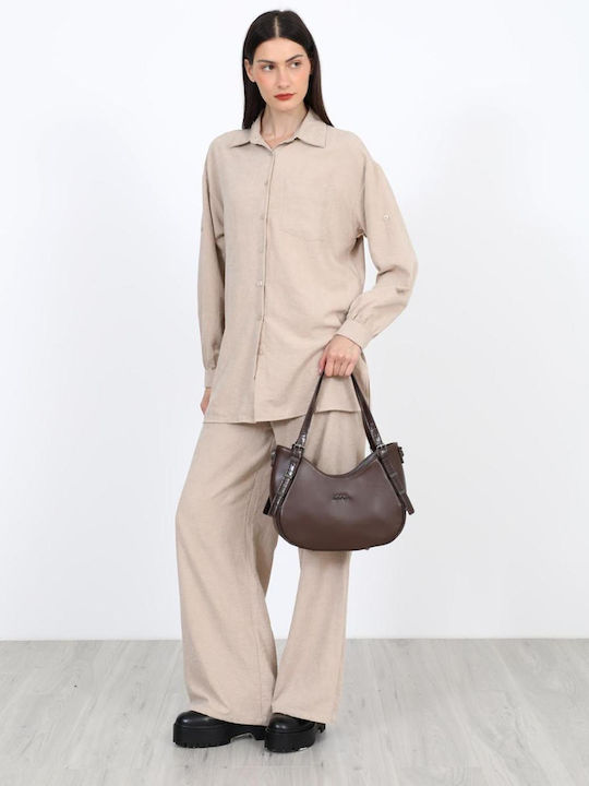 Langärmeliges Damenhemd Beige