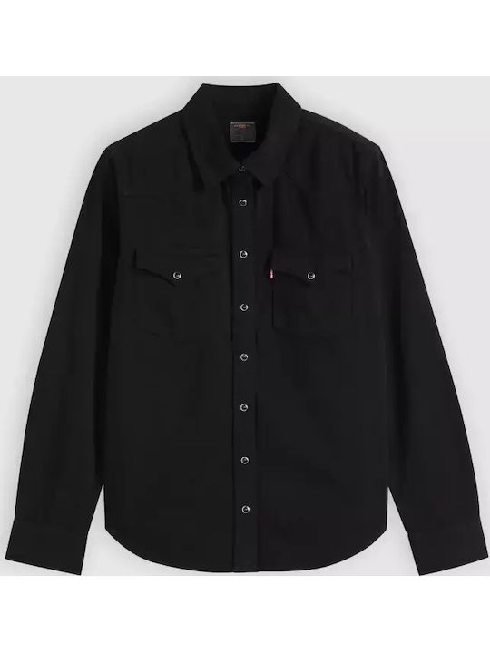 Western Langärmeliges Damen Denim Hemd Schwarz