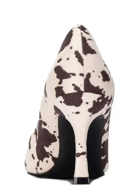 Spitze Zehe Pumps mit Absatzdicke Dünn Beiges