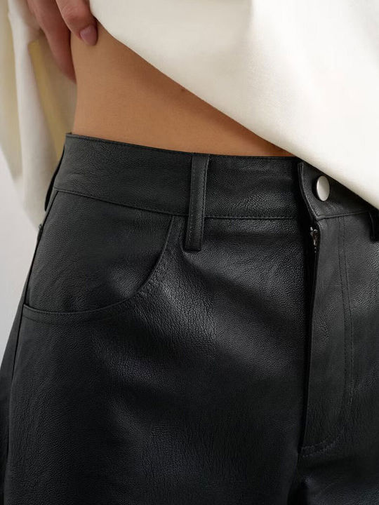 Women's Fabric Trousers in Loose Fit Black
