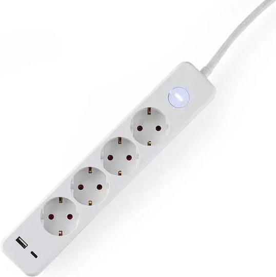 Muhler Steckdosenleiste mit 4 USB-A und Schalter