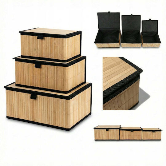 ikonka Aufbewahrungskorb Bamboo mit Deckel Braune