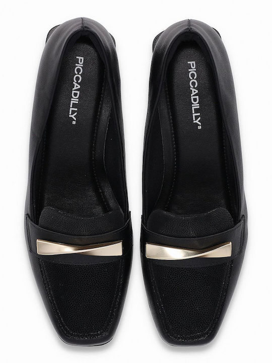 Loafer Γόβες με Χοντρό Χαμηλό Τακούνι Μαύρες