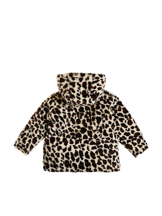 Kids Casual Short Double Sided Jacket with Lining and Hood Beige