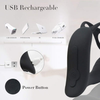 Silicone Prostate Vibrator Penis Ring Black