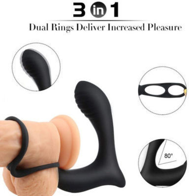 Silicone Prostate Vibrator Penis Ring Black