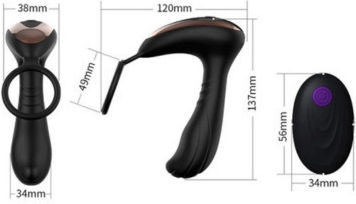 Silicone Prostate Vibrator Cock Ring Black