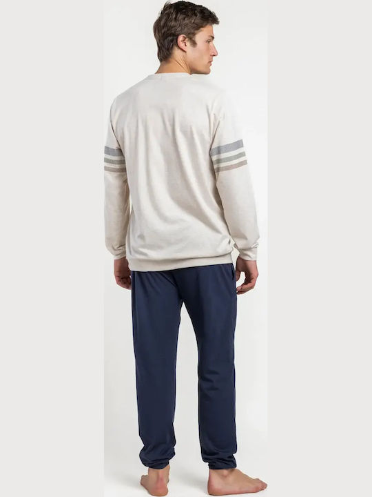 Admas Winter Herrenpyjama Beige