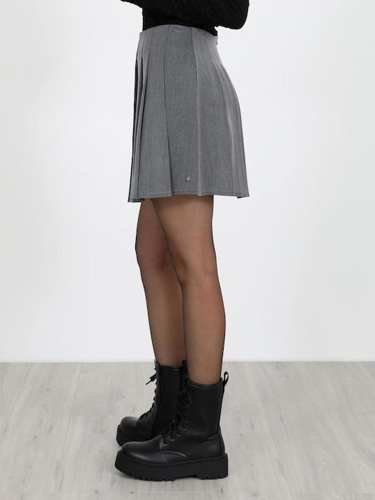 Plissierte Mini Damenrock Grau