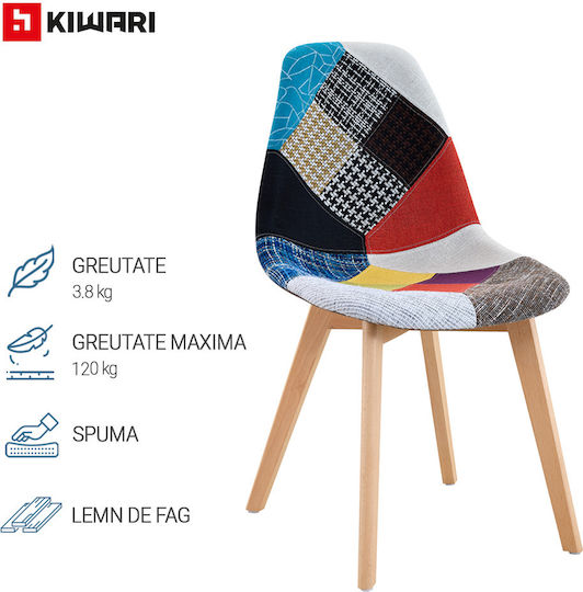 Juno Scaune Bucătărie Lemn Multicolore 4 Bucăți 46x40x81 cm