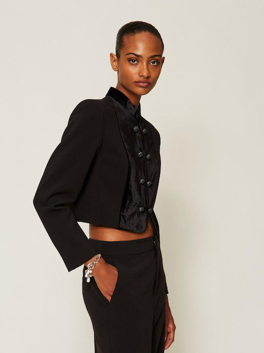 Twinset Long Women's Crepe Blazer Black Twinset Long Women's Crepe Blazer Black