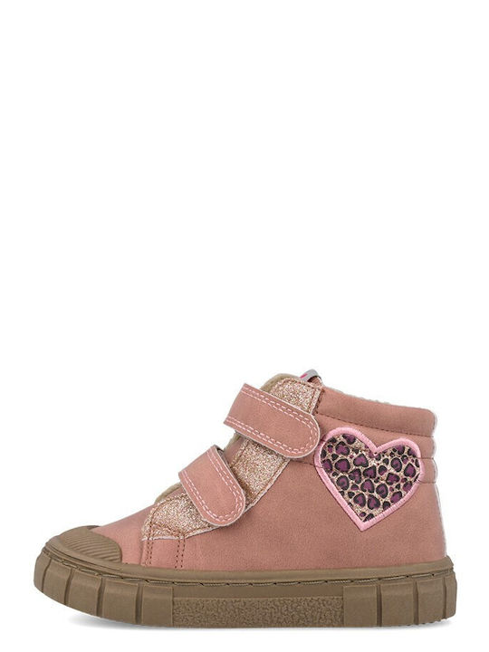 Anatomic Kids Barefoot Ankle Boots with Hoop & Loop Closure Pink