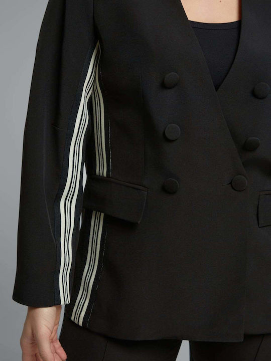 Mat Fashion Дълго Дамско Сако Черно
