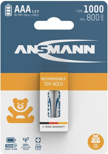 Ansmann Baterii Reîncărcabile Ni-MH 1000mAh 1.2V 2 Bucăți