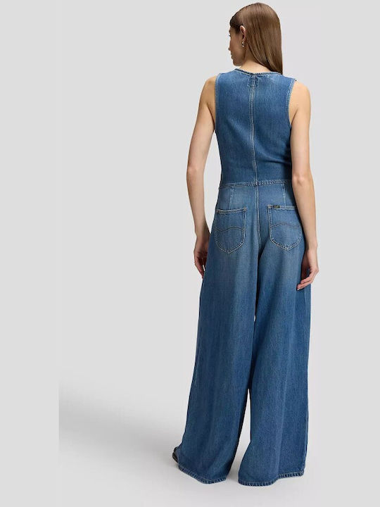 Damen Denim Jumpsuit Blau