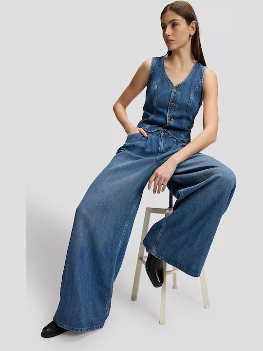 Damen Denim Jumpsuit Blau